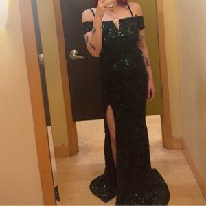 Green and Black Prom Dress